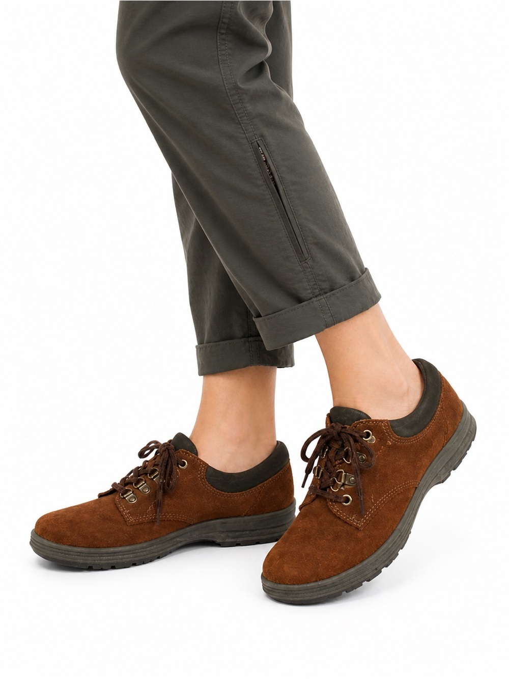 Size 7.5 Rugged Outback Women’s Vintage Brown Suede Leather Hiking Oxford‎ Shoes